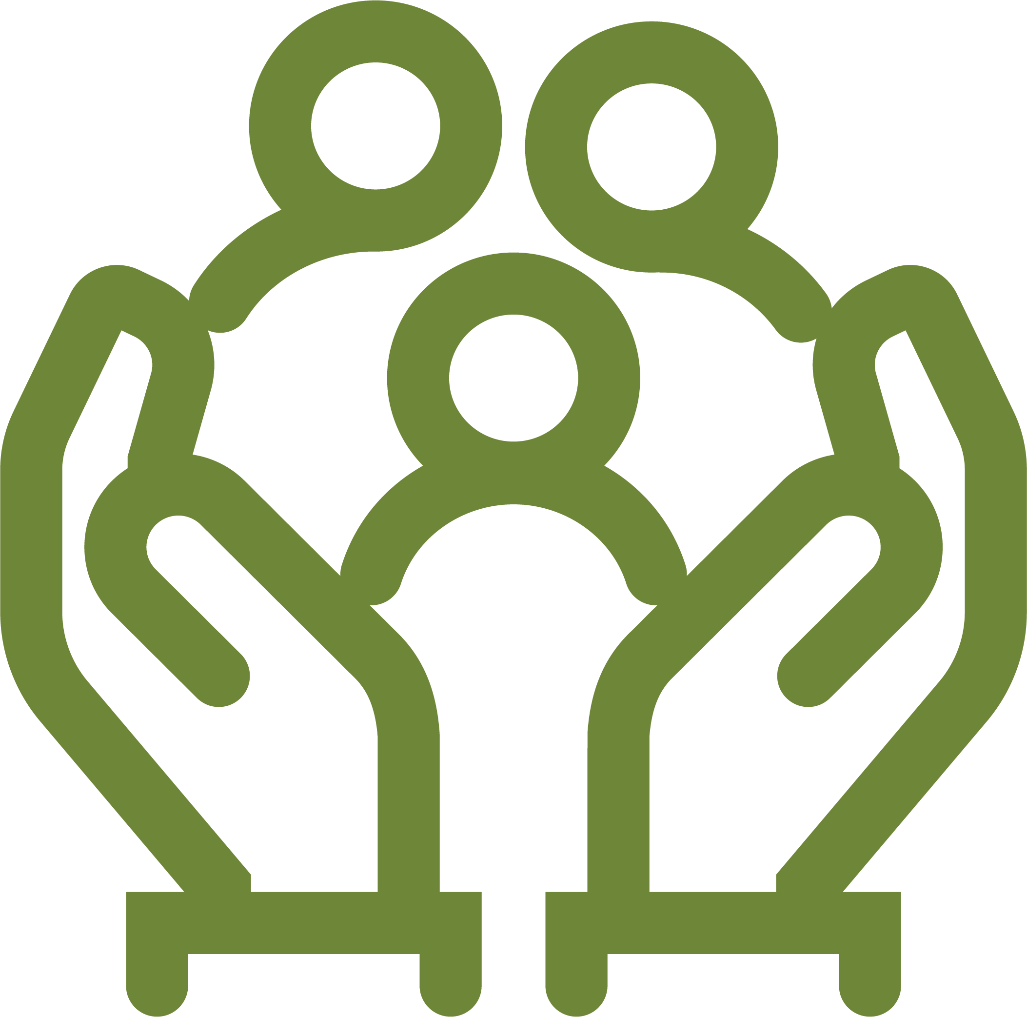 Open hand with people outlined icon