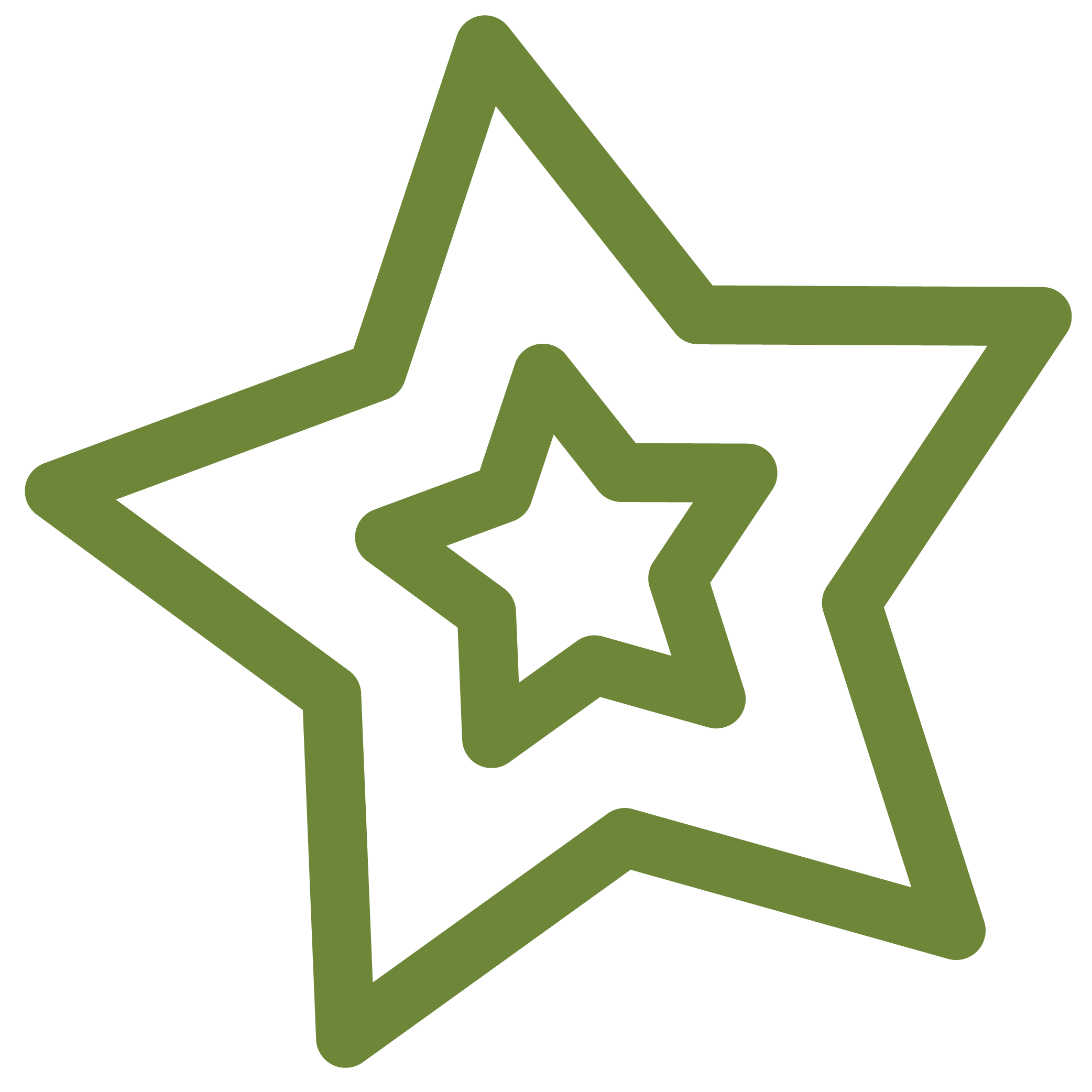 Outlined icon of star inside another outlined star