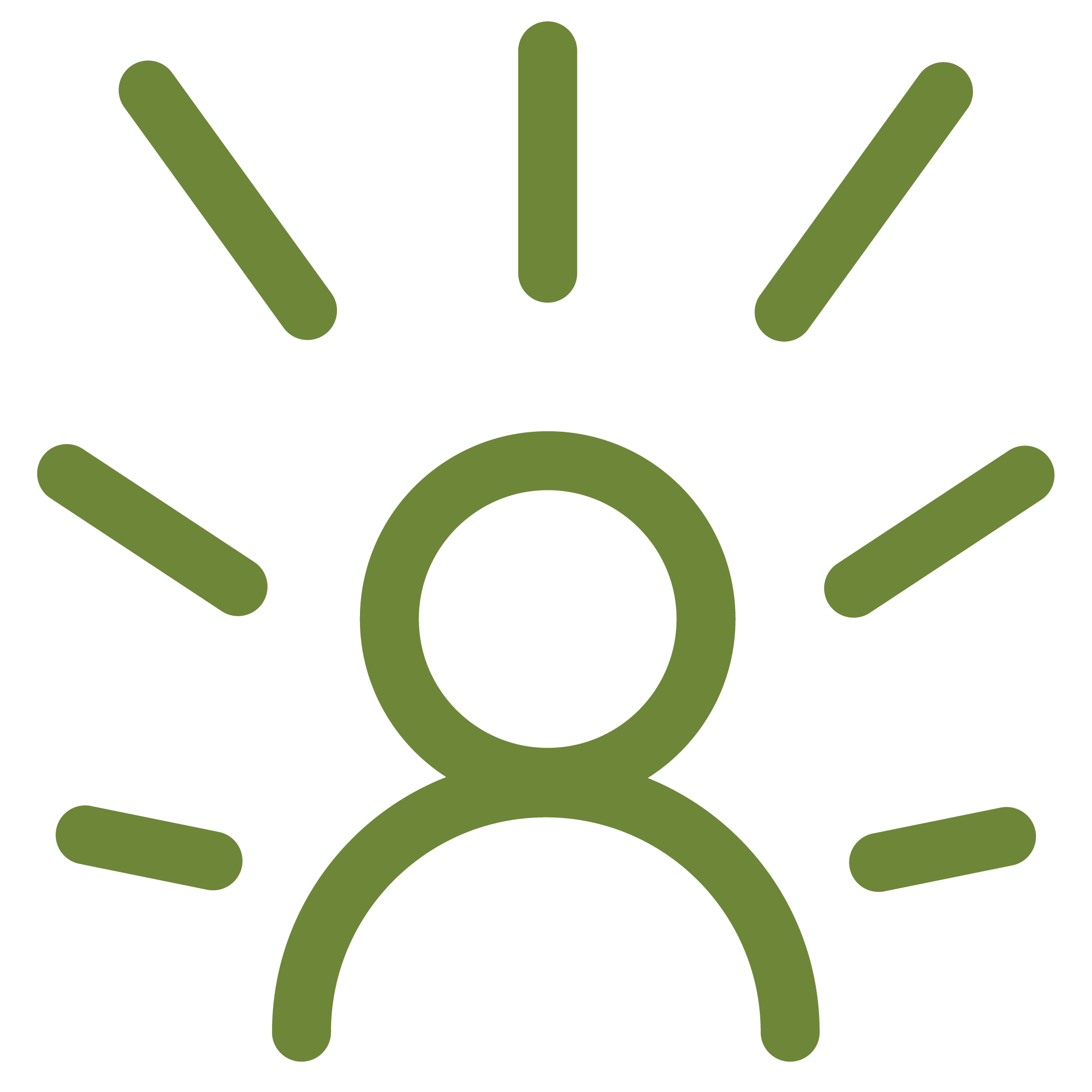 Outline icon of person with lines radiating from person