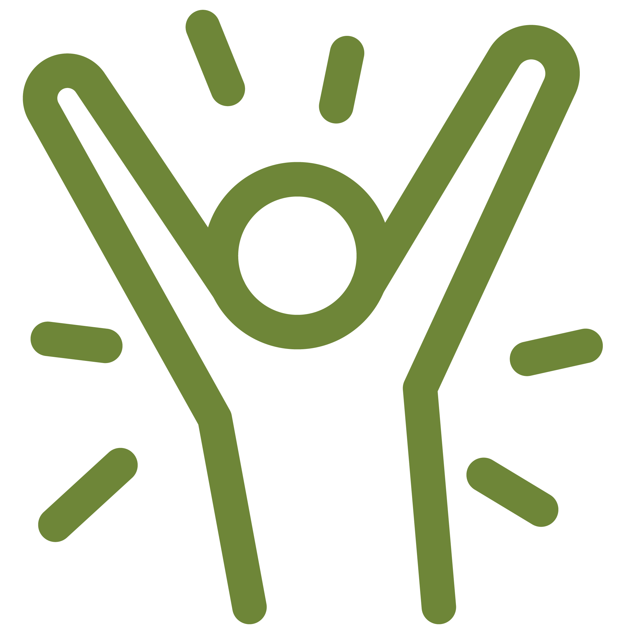 Outlined icon of person celebrating