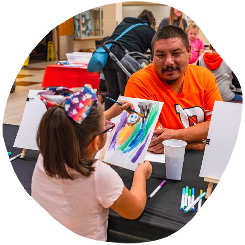 Daughter painting image of dad